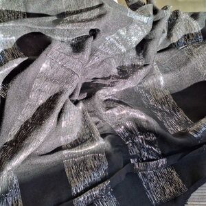 Holidays Indian Scarf Black/Silver Pattern Viscose/Lurex Pretty 66"X20"